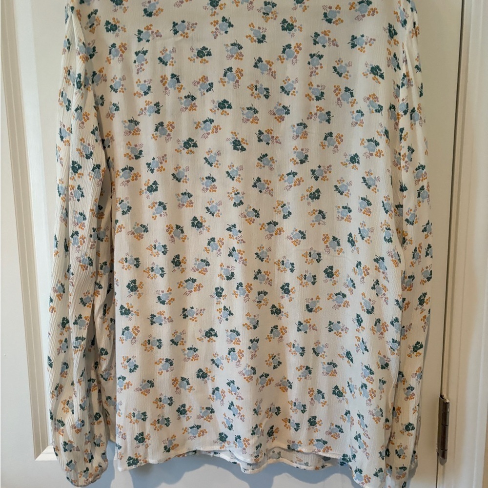 Democracy Bohemian Floral Aztec Oversized Multicolor Tie Neck Tunic Top Size L - Picture 11 of 15